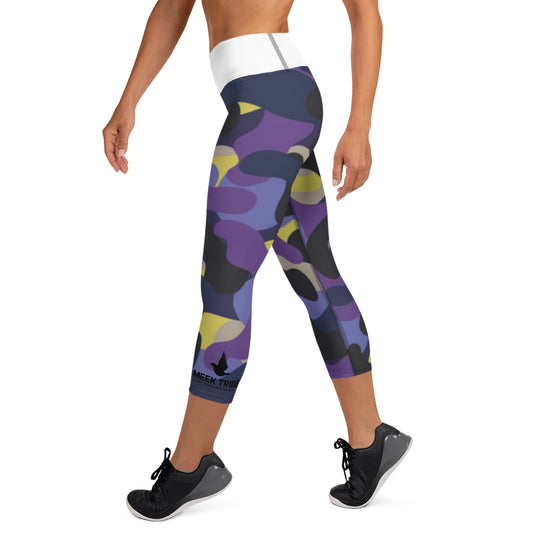 Meek Tribe "Purple-Camo" High Rise Capri Leggings